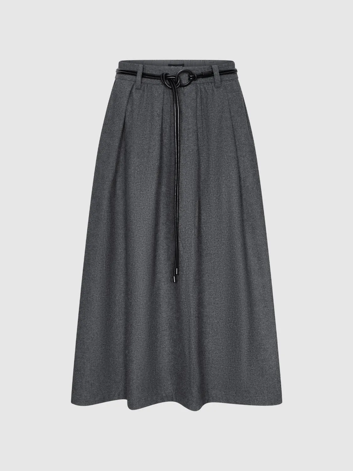 Wool Blend Belted Pleated A-Line Midi Skirts sold by Urban Revivo product image thumbnail 2