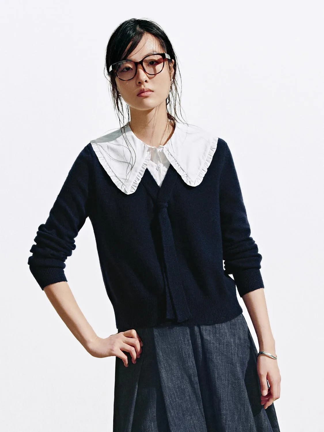 2 In 1 Collared Long Sleeve Knitted T-Shirts sold by Urban Revivo