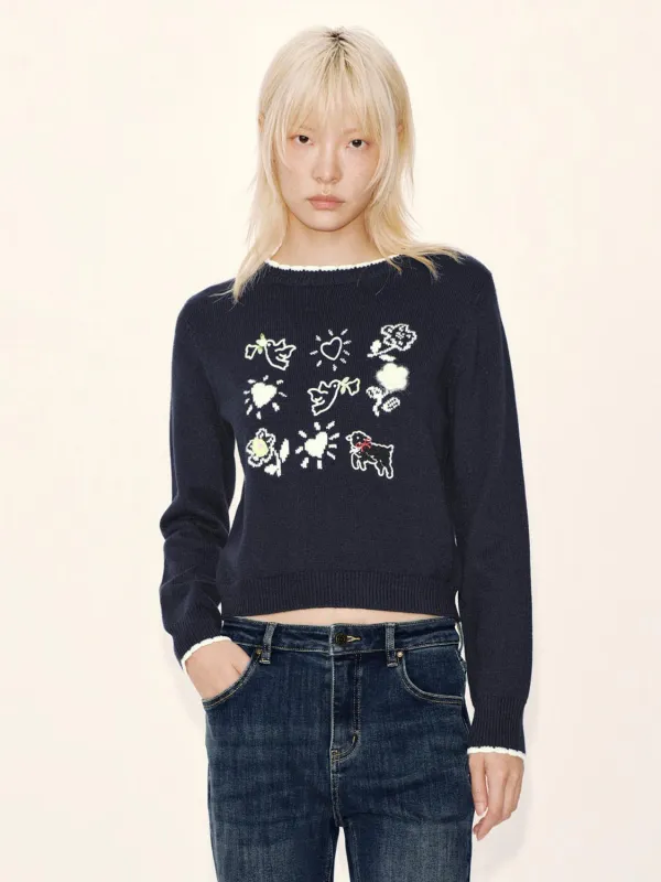 Intarsia Long Sleeve Knitted T-Shirts sold by Urban Revivo