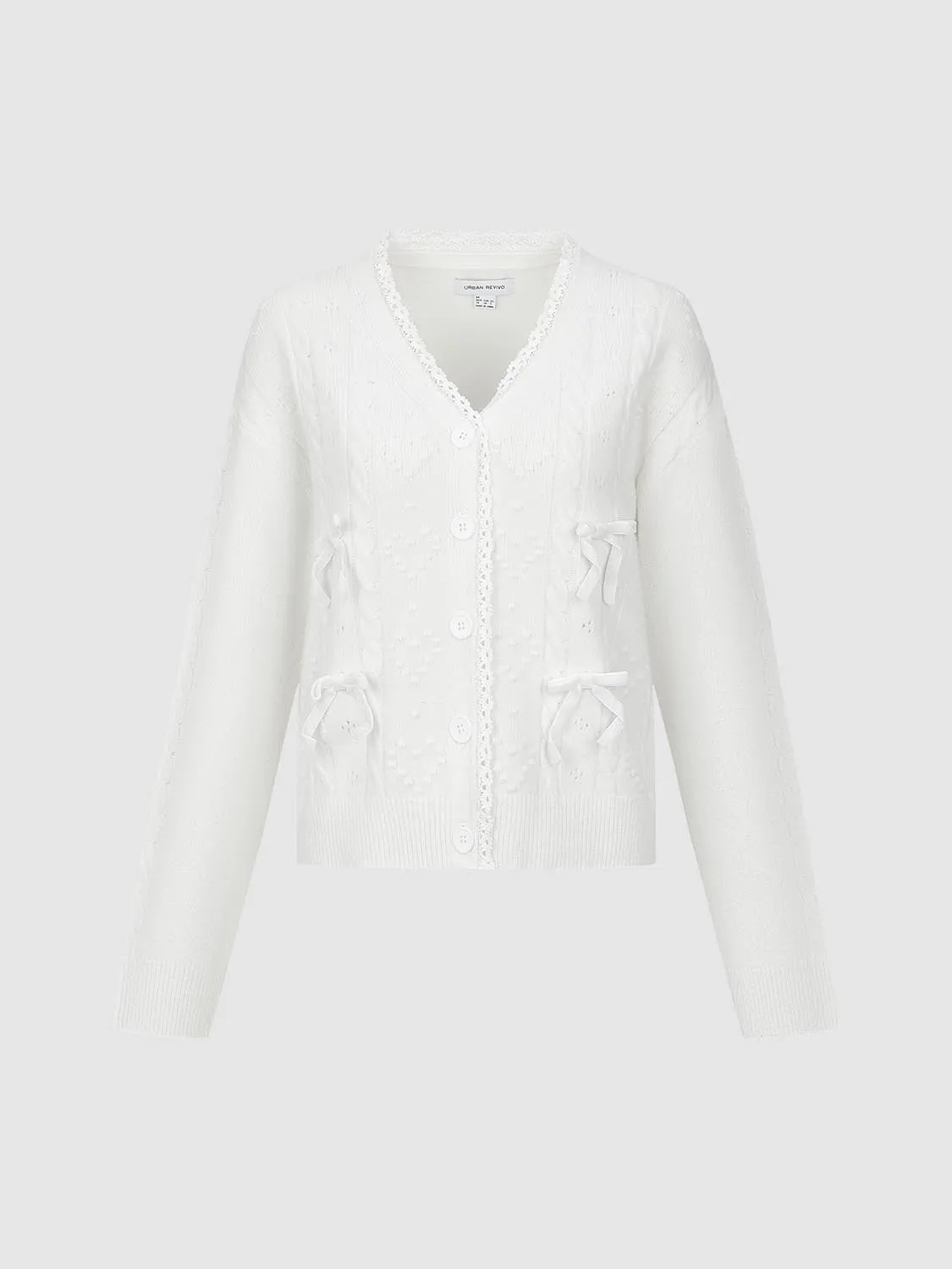 Bow Detail Lace Knitted Cardigans sold by Urban Revivo product image thumbnail 4