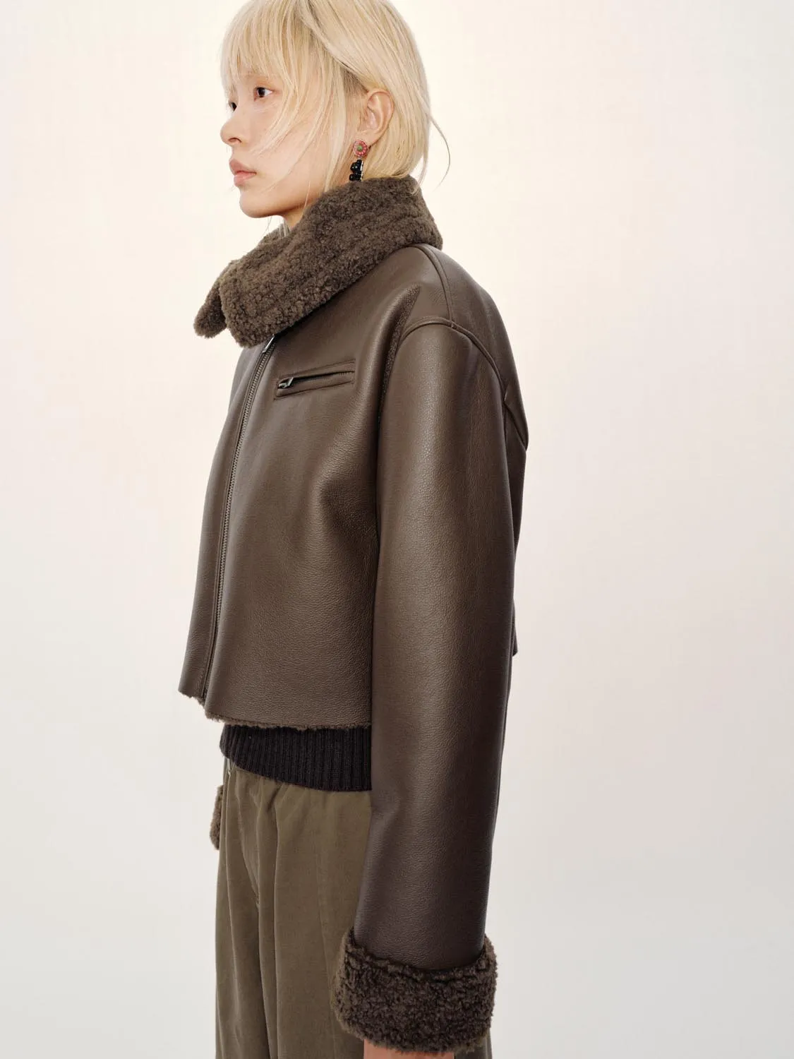 Funnel Neck Faux Leather Jackets sold by Urban Revivo product image thumbnail 2