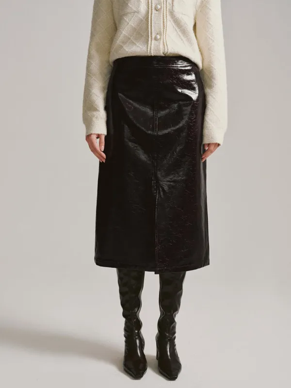 Faux Leather A-Line Midi Skirts sold by Urban Revivo