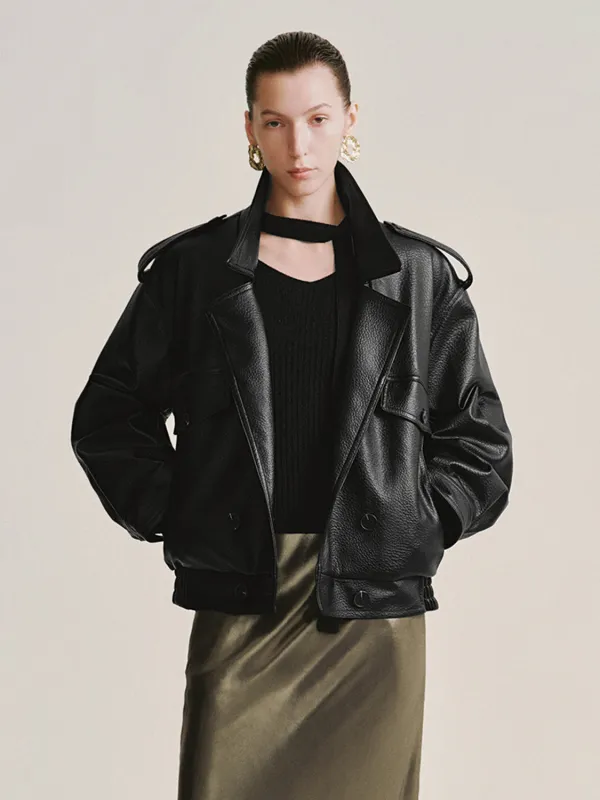 Lapeled Faux Leather Jackets sold by Urban Revivo