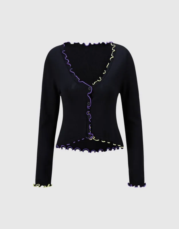 Contrast Color Trim Cardigan sold by Urban Revivo