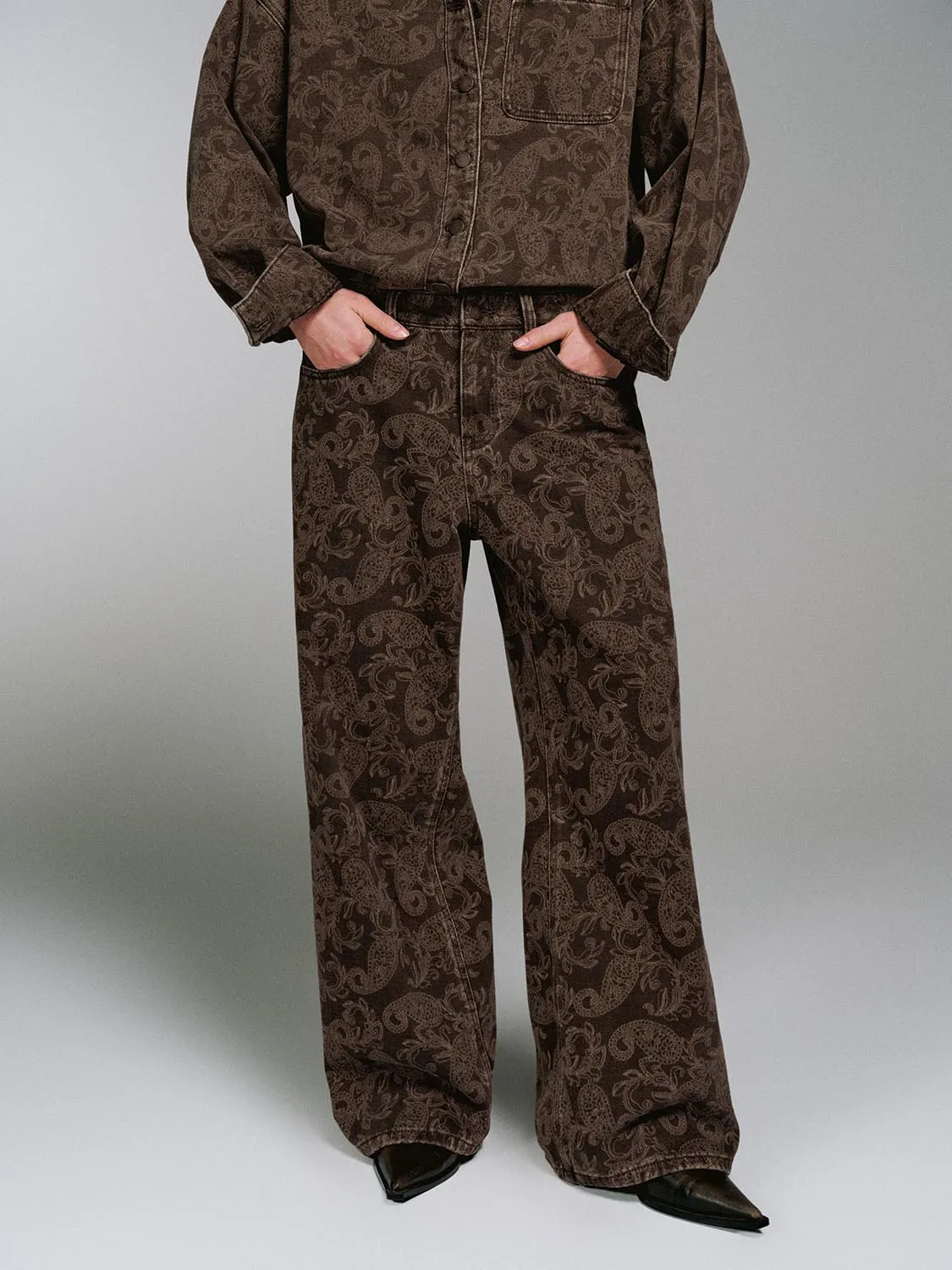 Printed Wide Leg Jeans sold by Urban Revivo