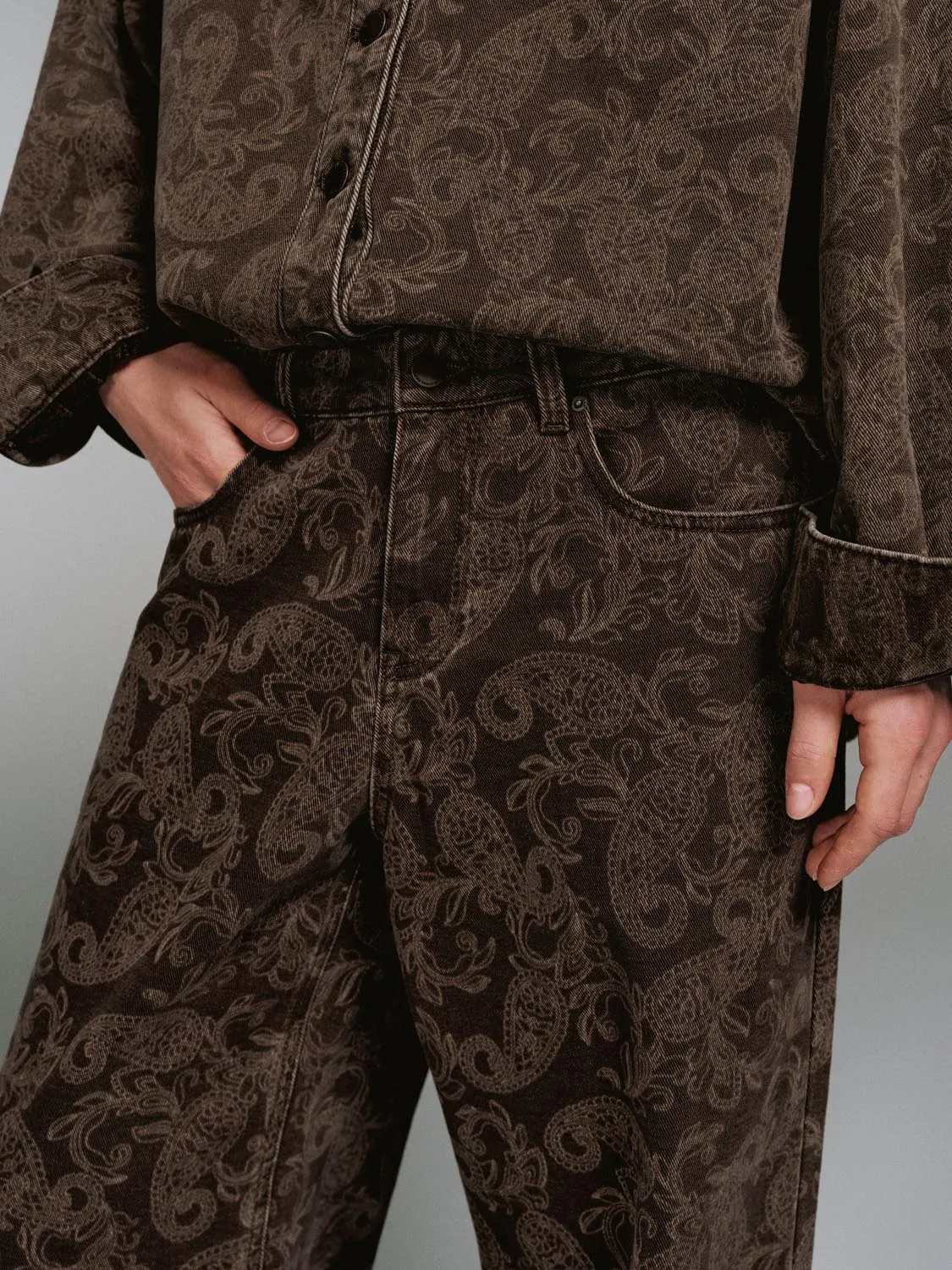 Printed Wide Leg Jeans sold by Urban Revivo product image thumbnail 5