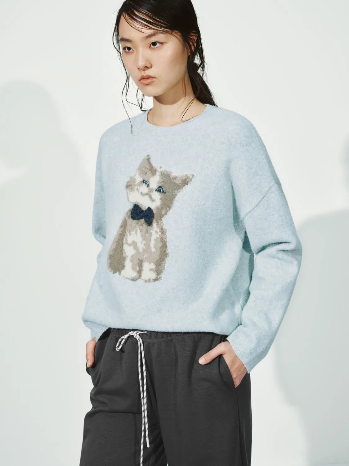 Intarsia Long Sleeve Knitted T-Shirts sold by Urban Revivo product image thumbnail 2