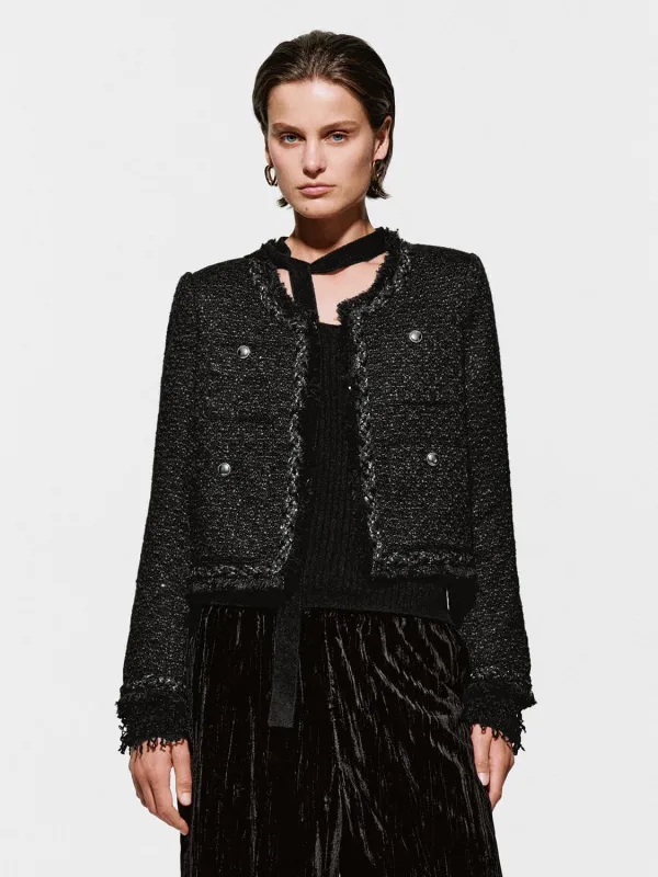 Fringed Patch Pockets Tweed Jackets sold by Urban Revivo