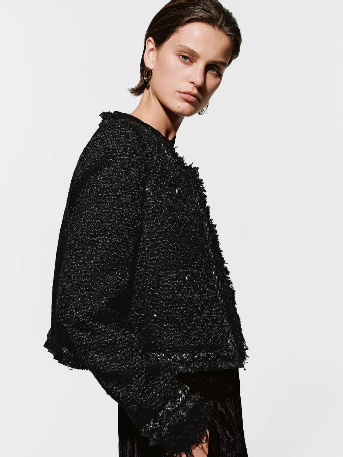 Fringed Patch Pockets Tweed Jackets sold by Urban Revivo product image thumbnail 2