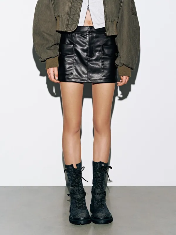 Faux Leather Straight Mini Skirts sold by Urban Revivo