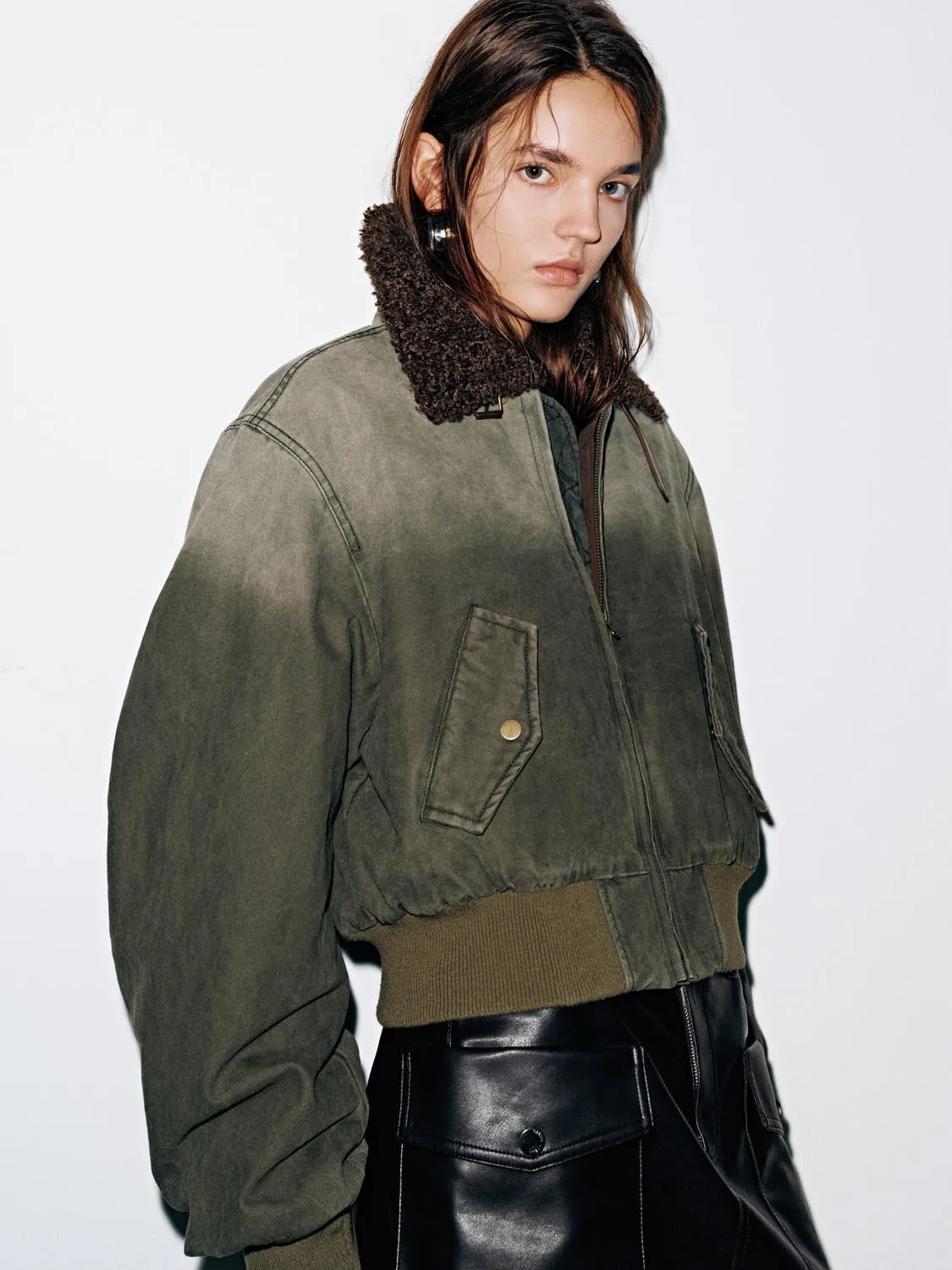 Contrast Collared Padded Bomber Jackets sold by Urban Revivo product image thumbnail 2