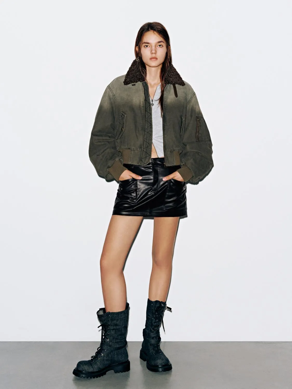 Contrast Collared Padded Bomber Jackets sold by Urban Revivo product image thumbnail 4