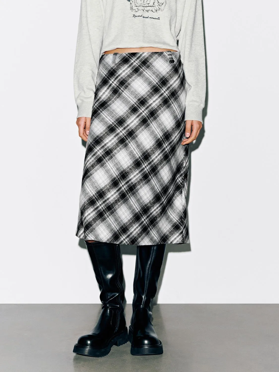 Check A-Line Midi Skirts sold by Urban Revivo