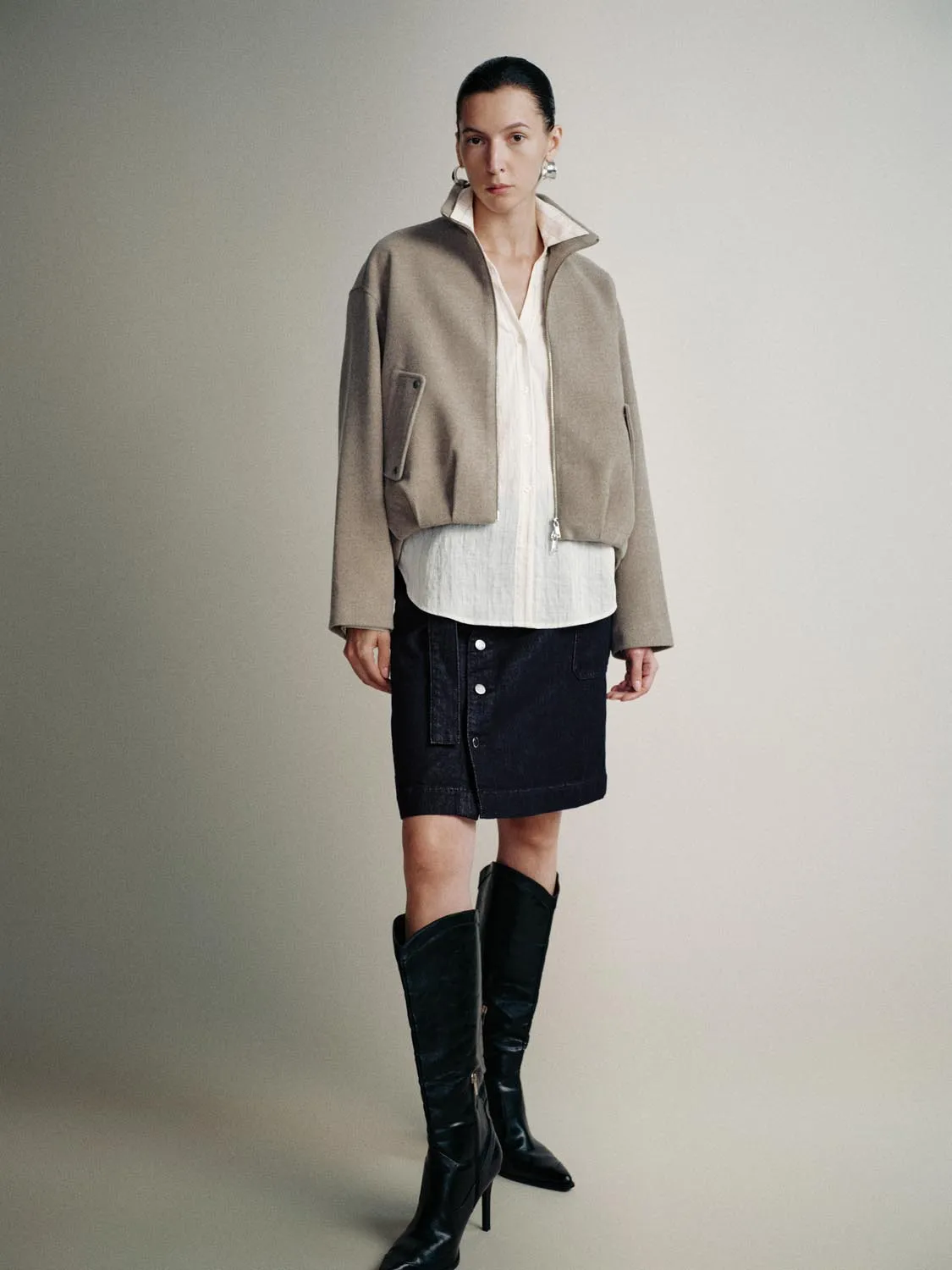 Belted Button Detail Denim Midi Skirts sold by Urban Revivo product image thumbnail 4