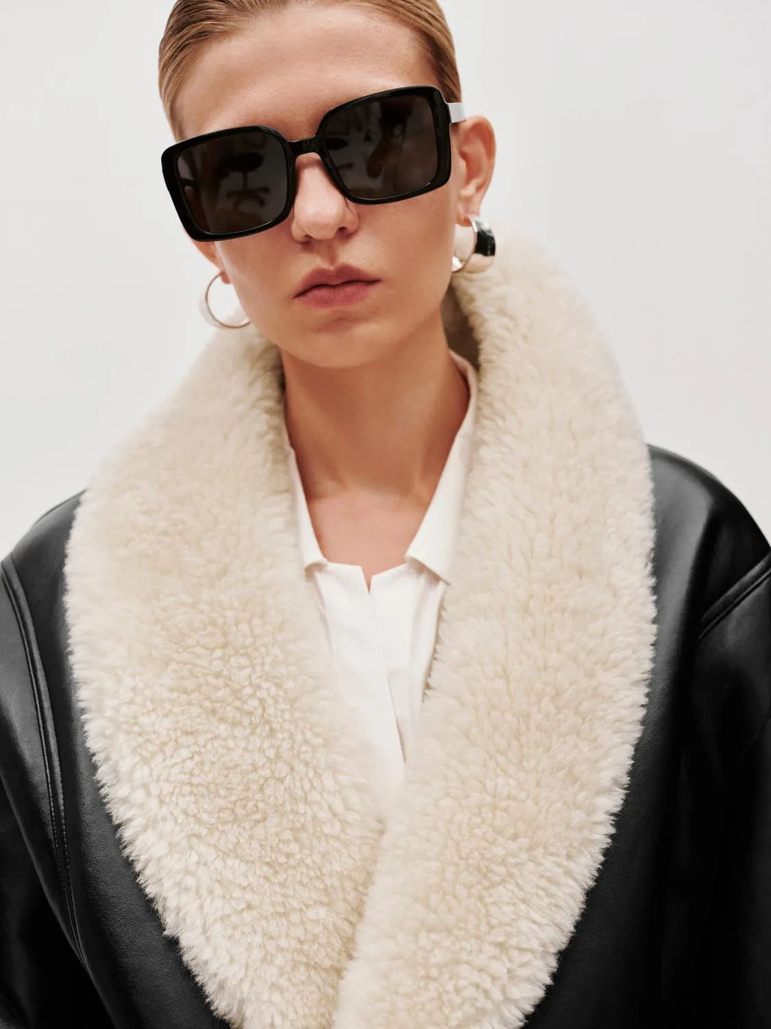 Faux Fur Trim Faux Leather Wool Jackets sold by Urban Revivo product image thumbnail 3