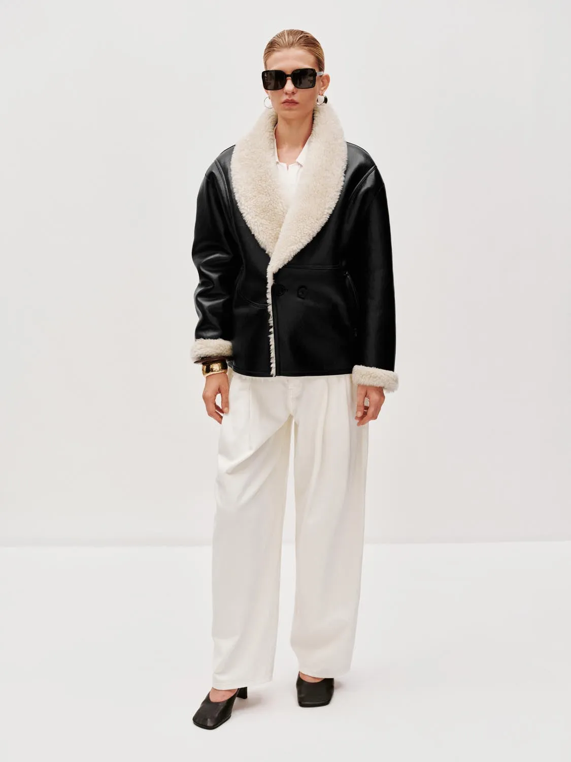 Faux Fur Trim Faux Leather Wool Jackets sold by Urban Revivo product image thumbnail 5