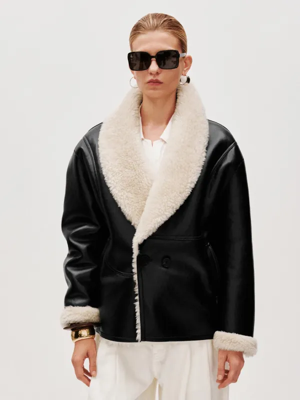 Faux Fur Trim Faux Leather Wool Jackets sold by Urban Revivo