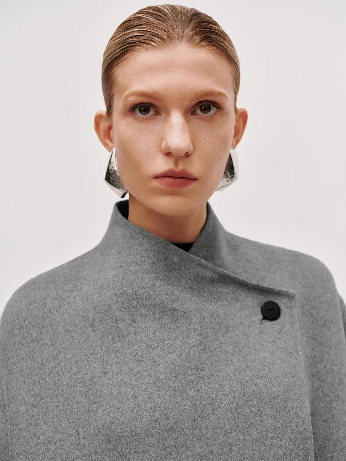 Wool Blend Mock Neck Wrap Front Coats sold by Urban Revivo product image thumbnail 3