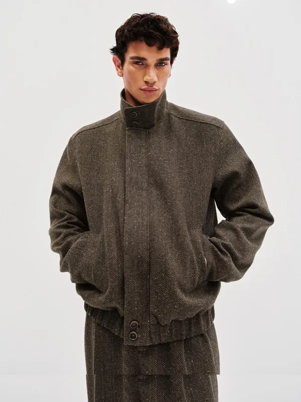 Wool Blend Mock Neck Bomber Jackets sold by Urban Revivo