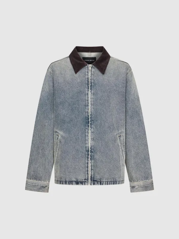 Contrast Collar Denim Trucker Jackets sold by Urban Revivo
