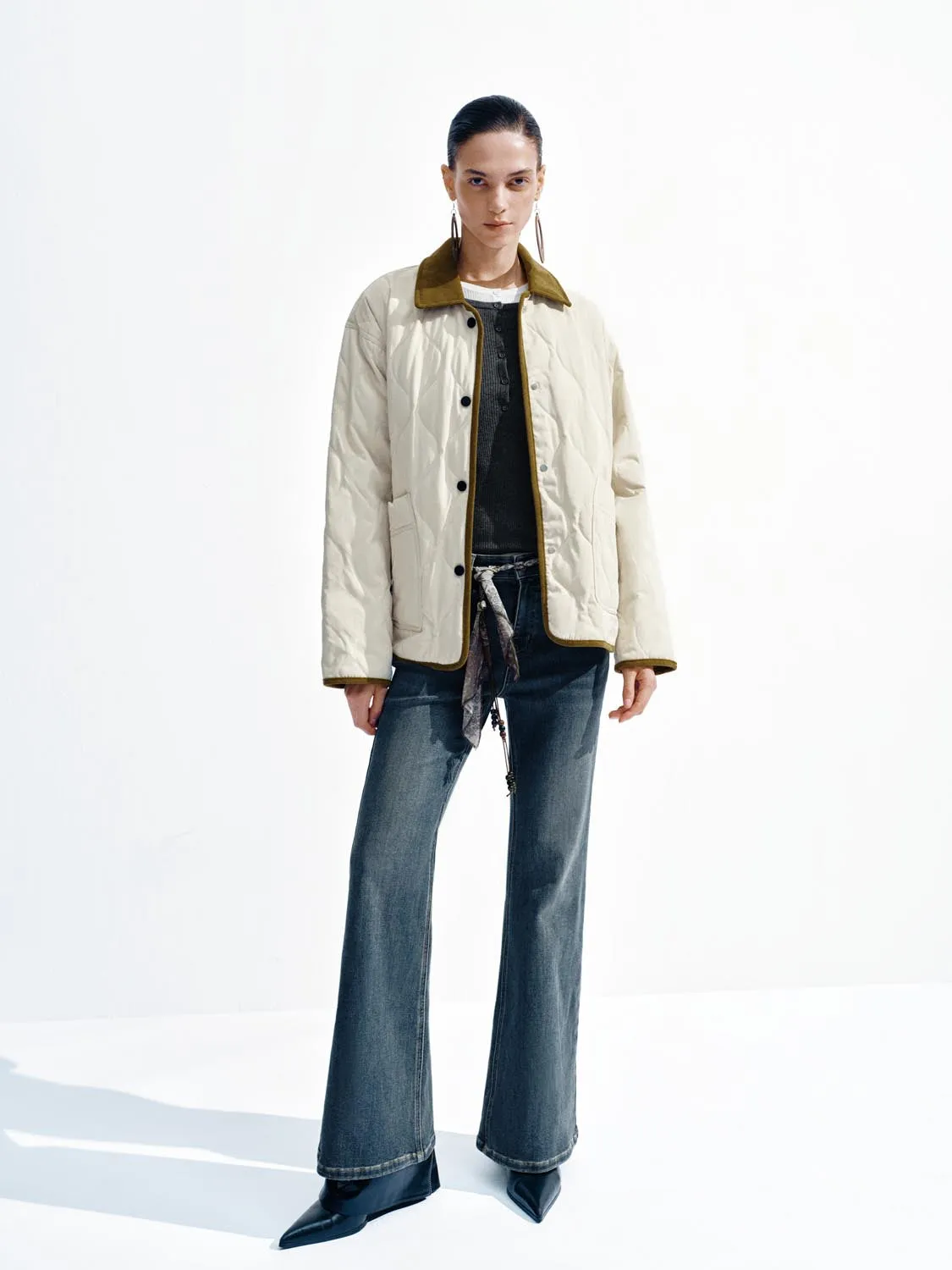 Contrast Trim Quilted Down Jackets sold by Urban Revivo product image thumbnail 4