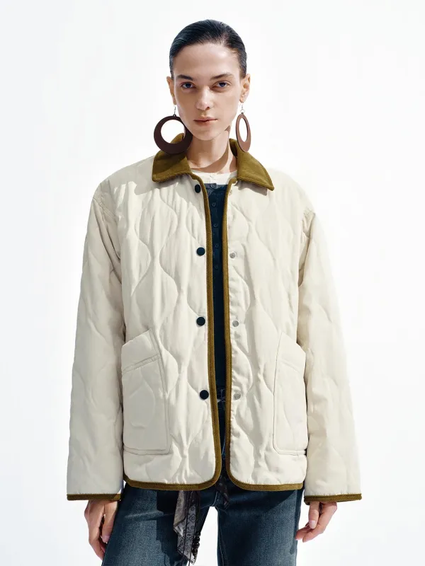 Contrast Trim Quilted Down Jackets sold by Urban Revivo