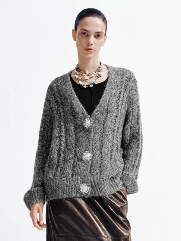 Oversize V-Neck Knitted Cardigans sold by Urban Revivo