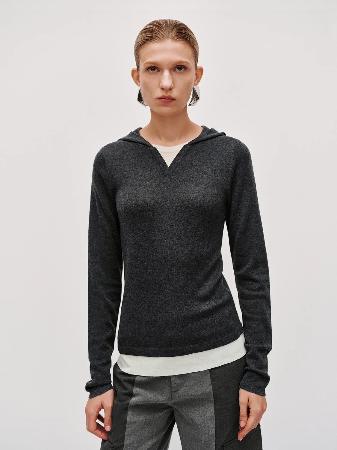 V-Neck Long Sleeve Knitted T-Shirts sold by Urban Revivo