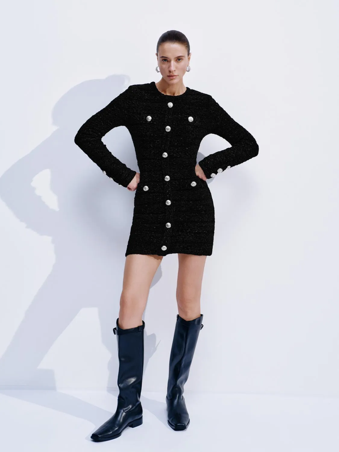 Button Detail Tailored Knitted Midi Dresses sold by Urban Revivo product image thumbnail 5