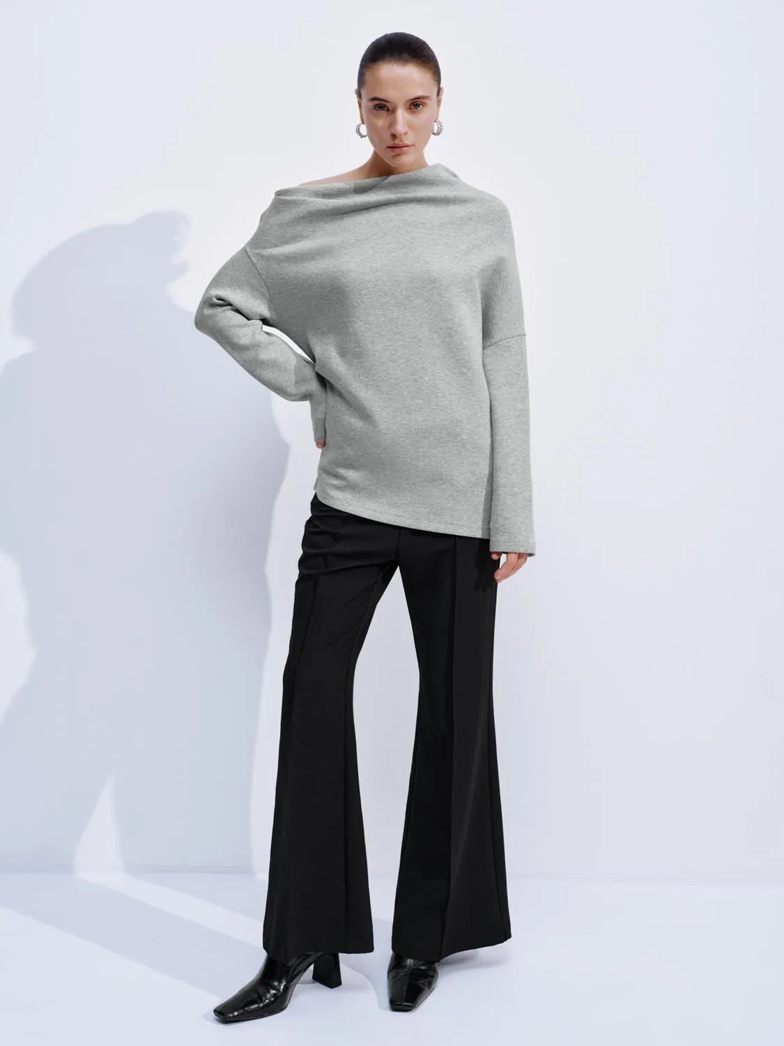 Asymmetric Draped One Shoulder Long Sleeve T-Shirts sold by Urban Revivo product image thumbnail 5