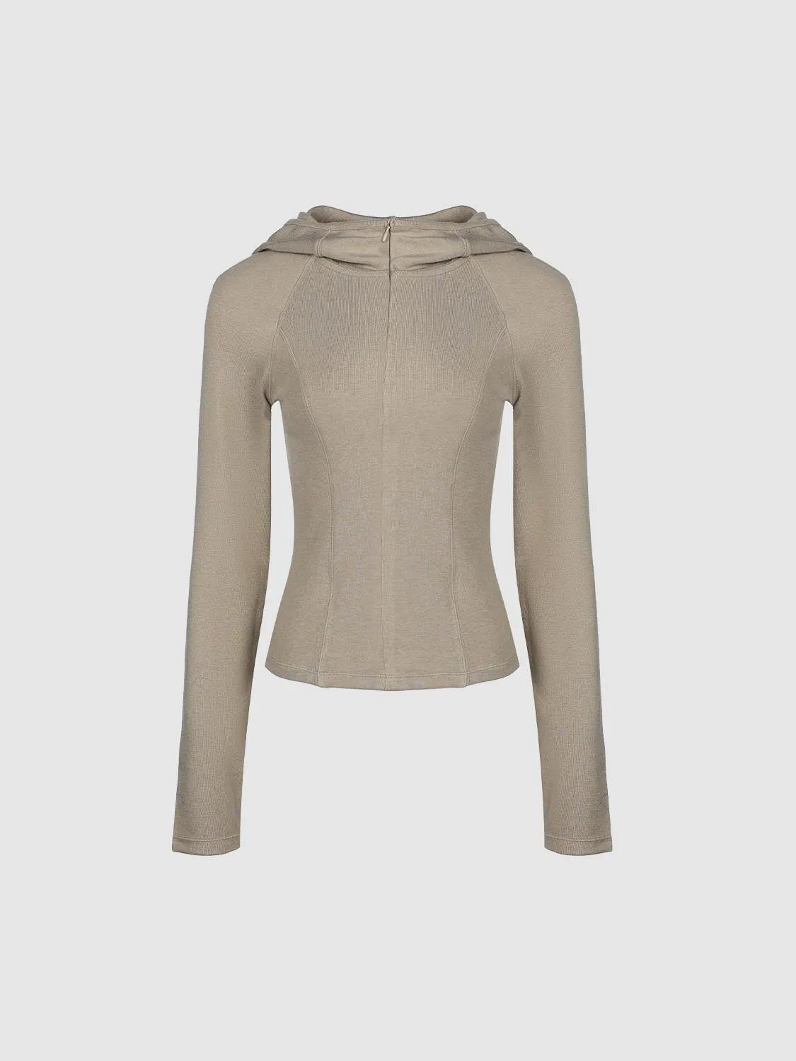 Hooded Zip Up Long Sleeve T-Shirts sold by Urban Revivo product image thumbnail 3