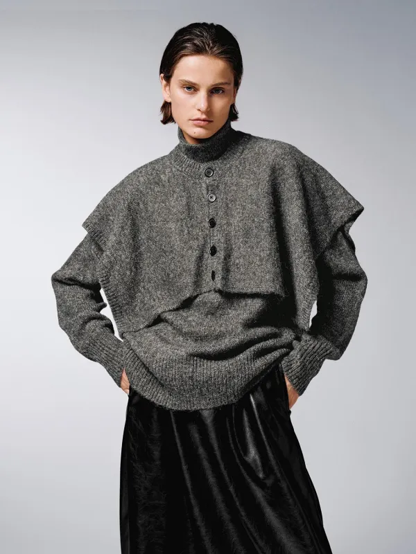 2 In 1 Caped Long Sleeve Knitted T-Shirts made by Urban Revivo