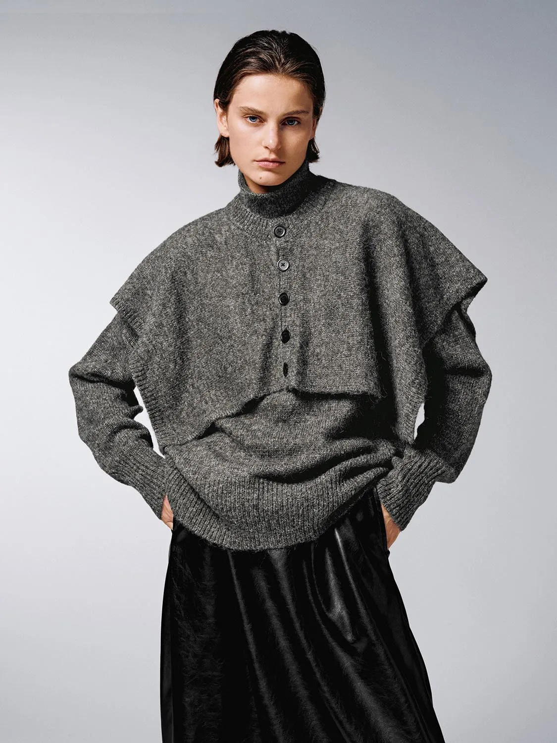 2 In 1 Caped Long Sleeve Knitted T-Shirts sold by Urban Revivo