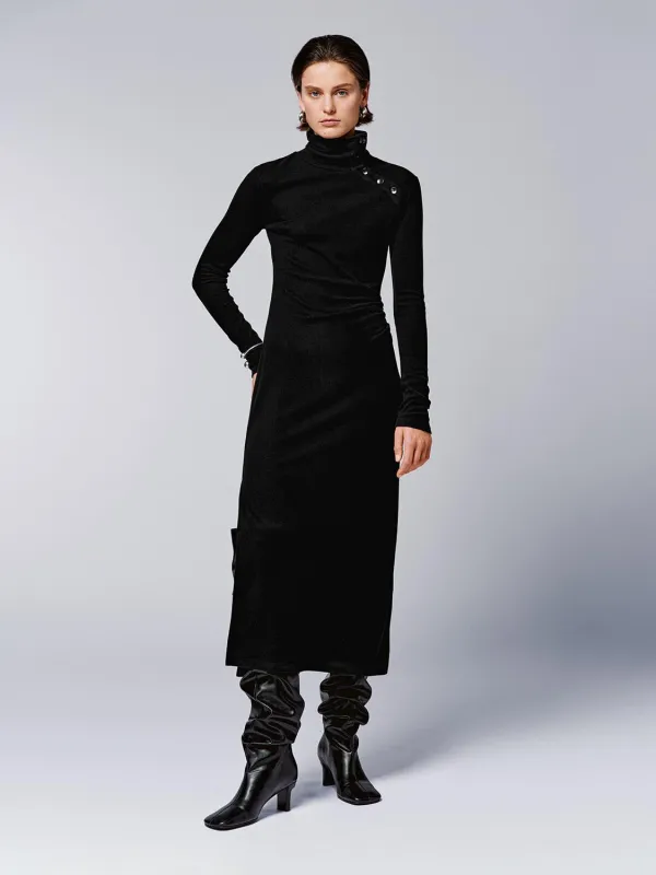 Turtle Neck Draped Skinny Fit Midi Dresses sold by Urban Revivo