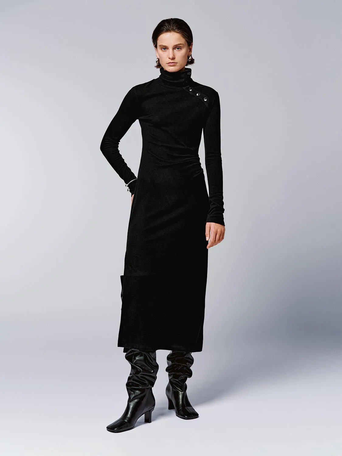 Turtle Neck Draped Skinny Fit Midi Dresses sold by Urban Revivo