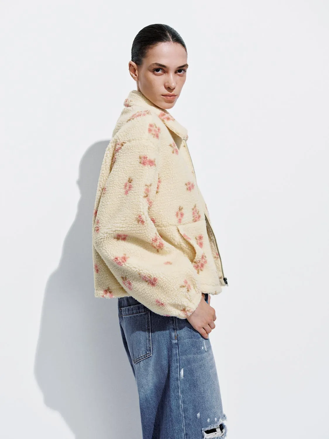 Spotted Print Fluffy Jackets sold by Urban Revivo product image thumbnail 2