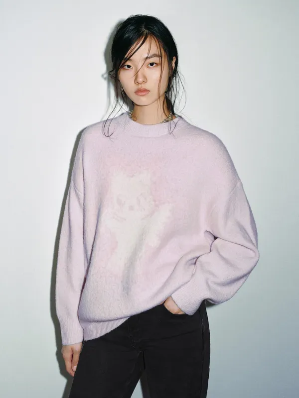 Intarsia Loose Fit Long Sleeve Knitted T-Shirts sold by Urban Revivo