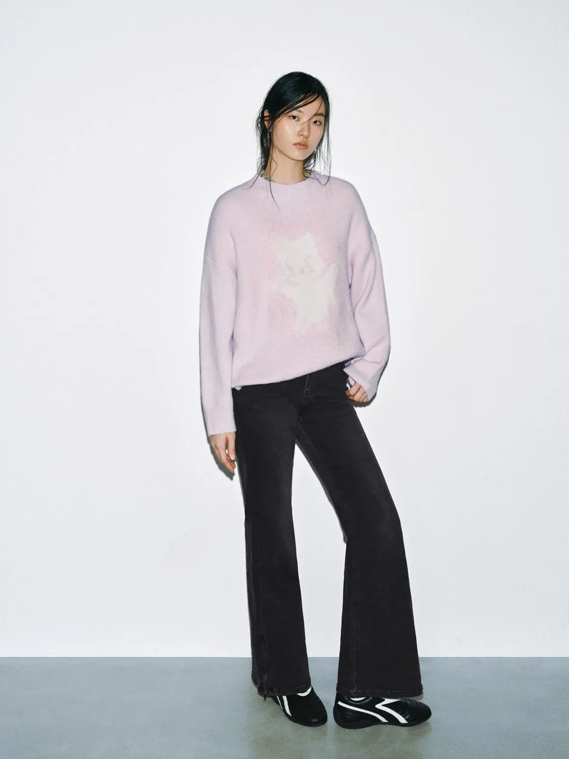 Intarsia Loose Fit Long Sleeve Knitted T-Shirts sold by Urban Revivo product image thumbnail 5