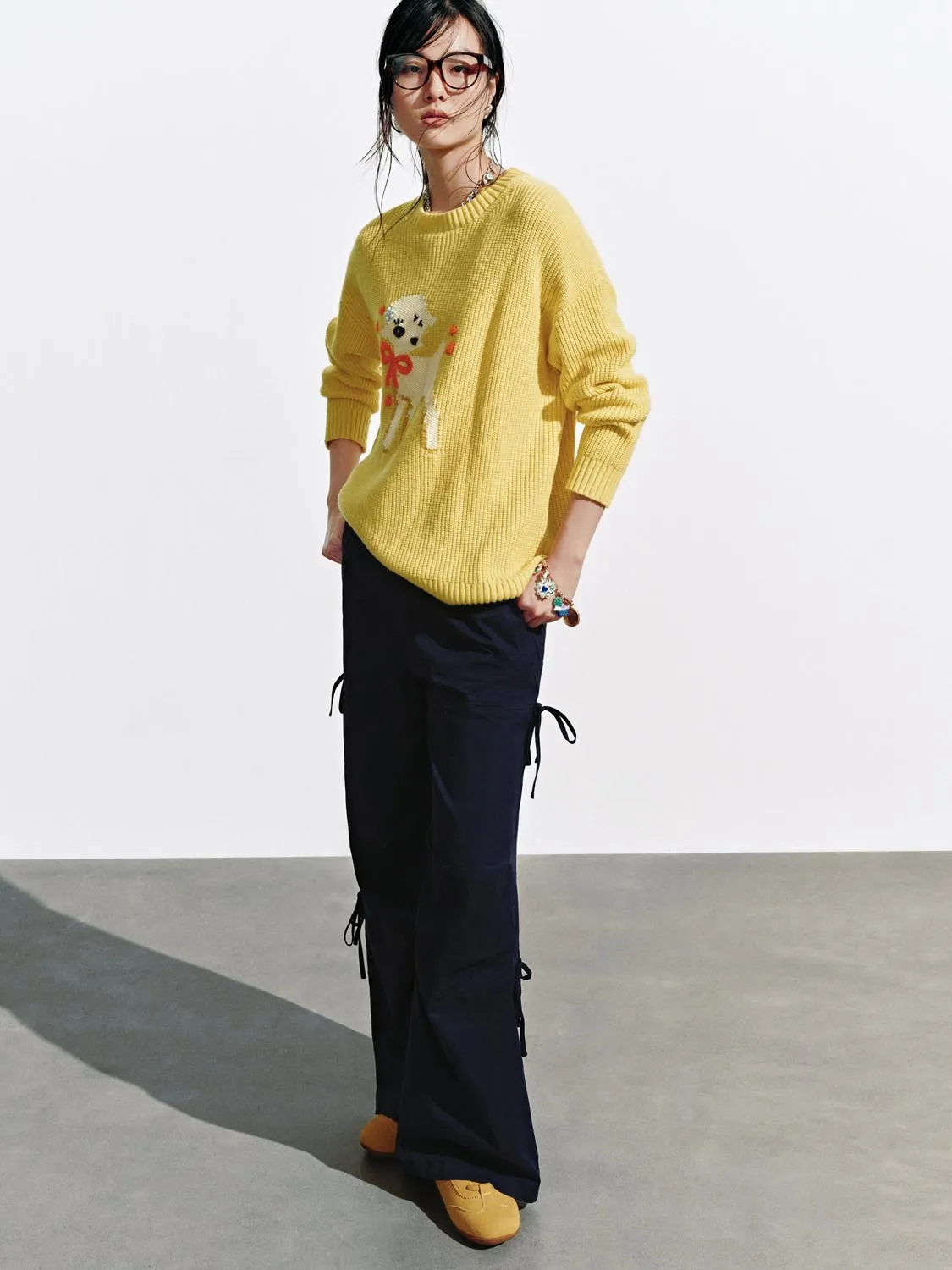 Intarsia Loose Fit Long Sleeve Knitted T-Shirts sold by Urban Revivo product image thumbnail 5