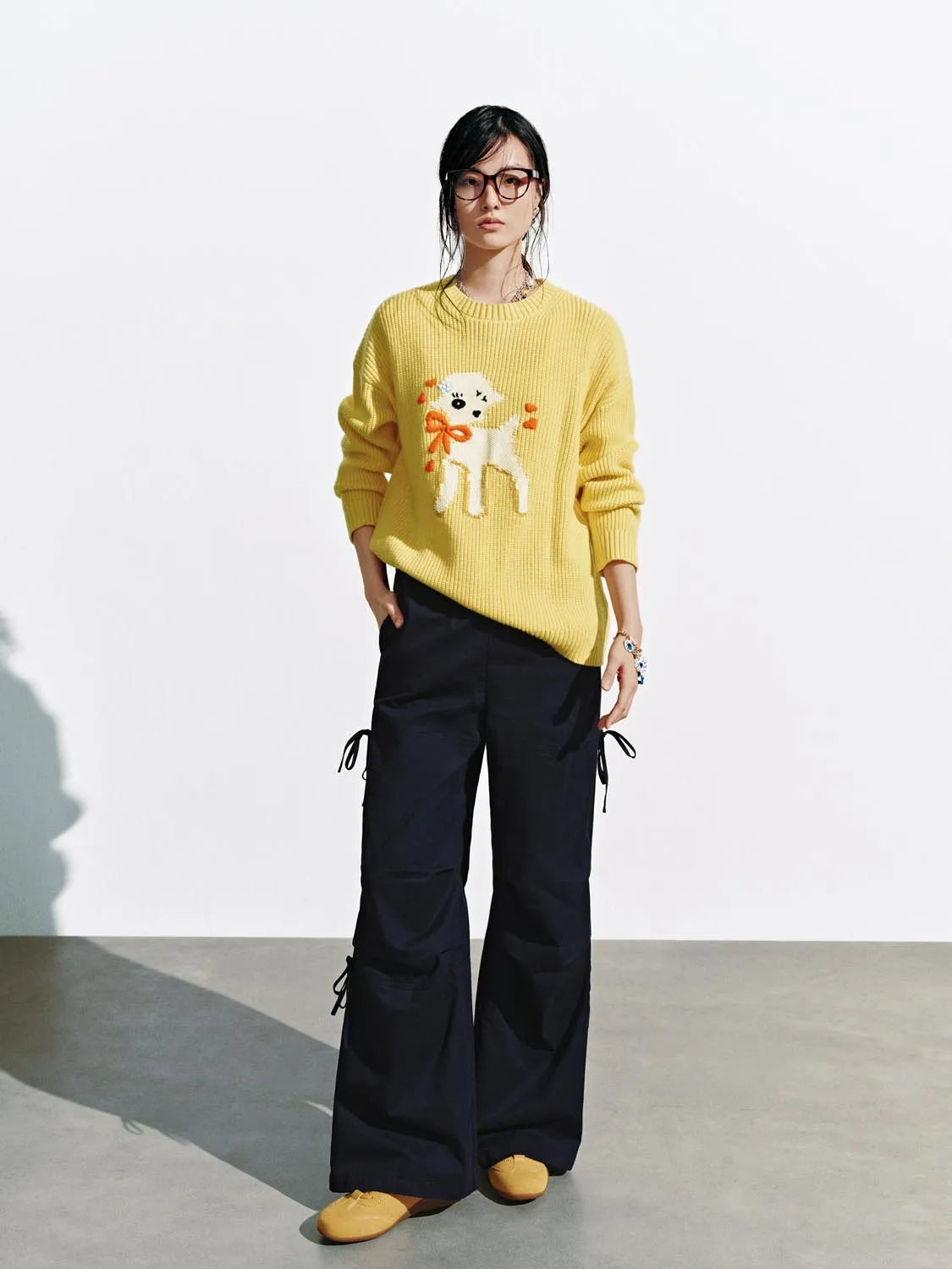 Intarsia Loose Fit Long Sleeve Knitted T-Shirts sold by Urban Revivo product image thumbnail 4