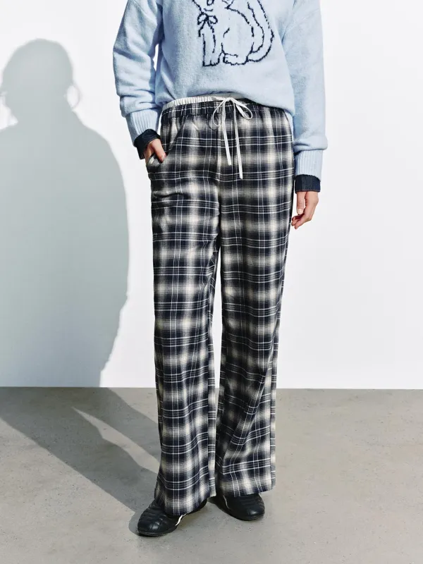 Contrast Check Pull On Wide Leg Pants made by Urban Revivo