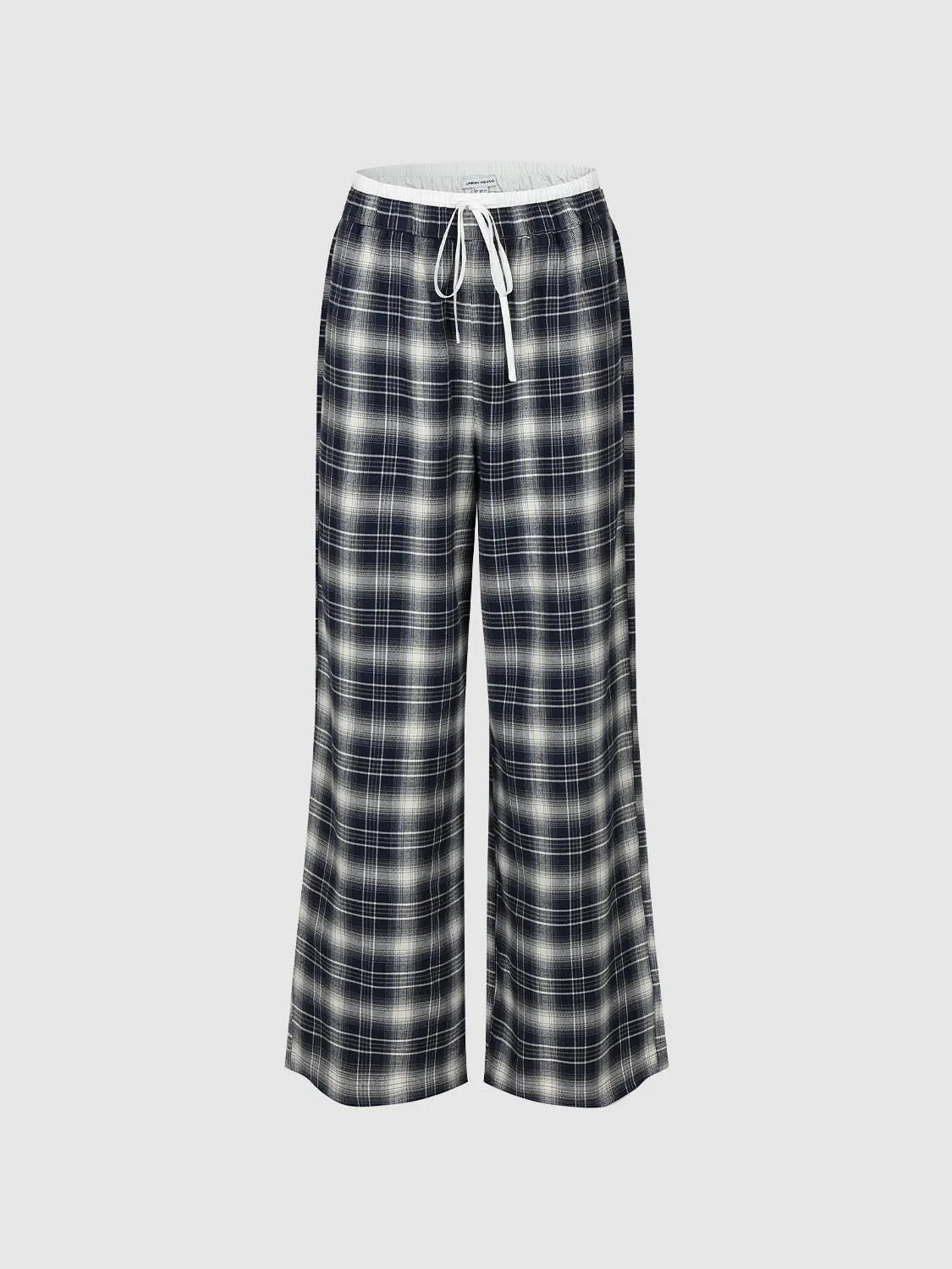 Contrast Check Pull On Wide Leg Pants sold by Urban Revivo product image thumbnail 2