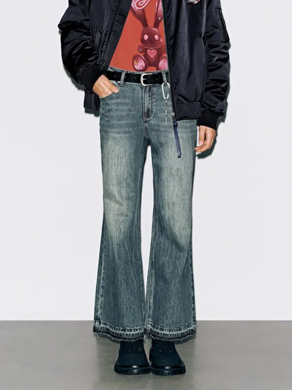 Belted Raw Hem Flare Leg Jeans sold by Urban Revivo