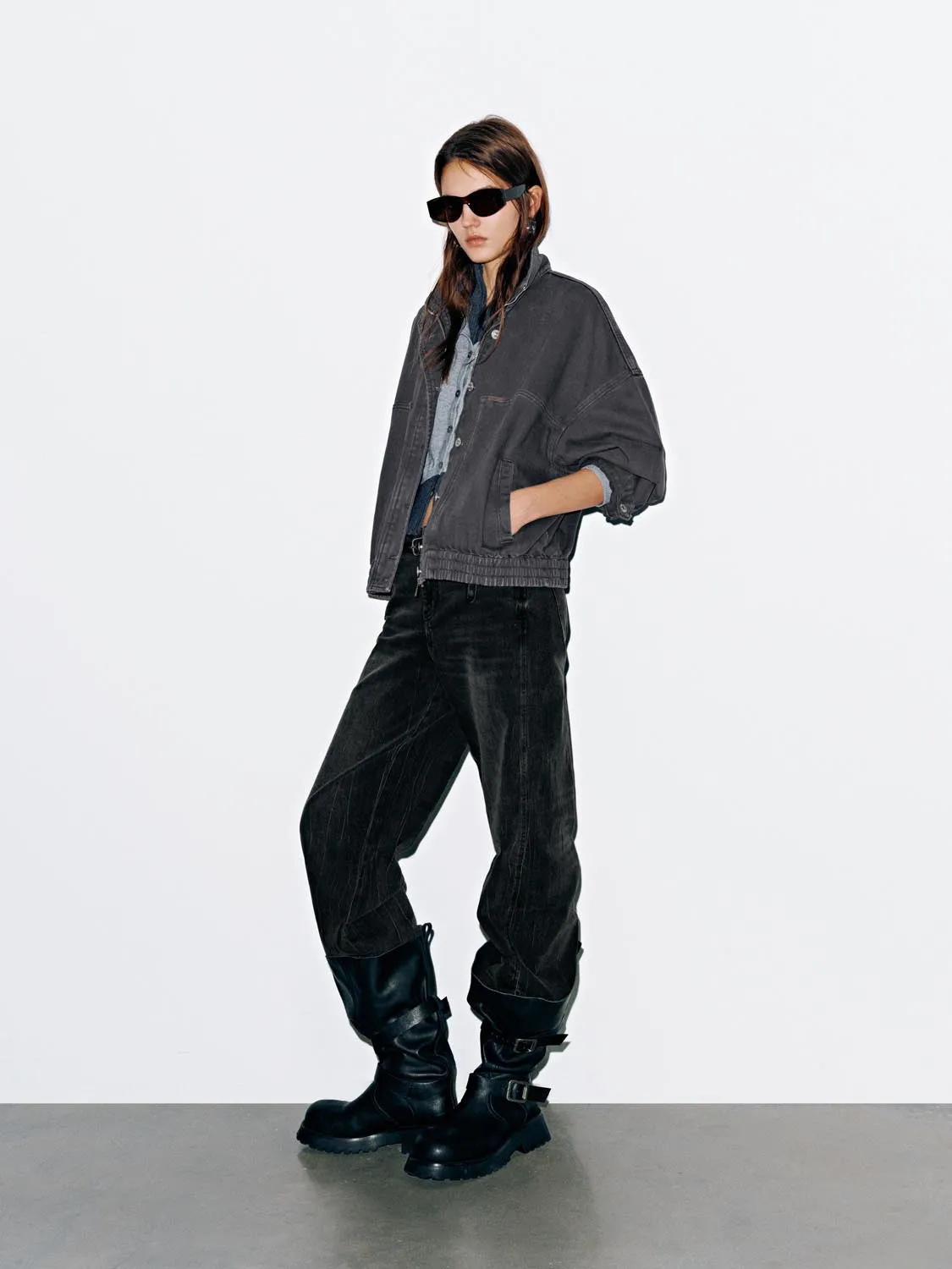 Funnel Neck Denim Bomber Jackets sold by Urban Revivo product image thumbnail 5