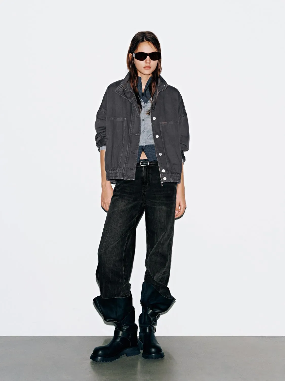 Funnel Neck Denim Bomber Jackets sold by Urban Revivo product image thumbnail 4