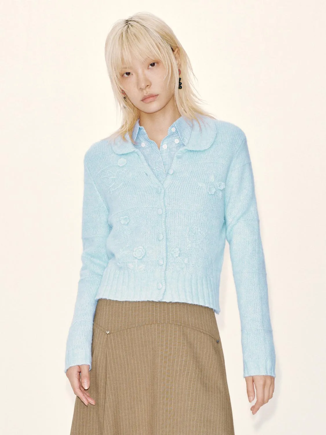 Crochet Floral Applique Knitted Cardigans sold by Urban Revivo