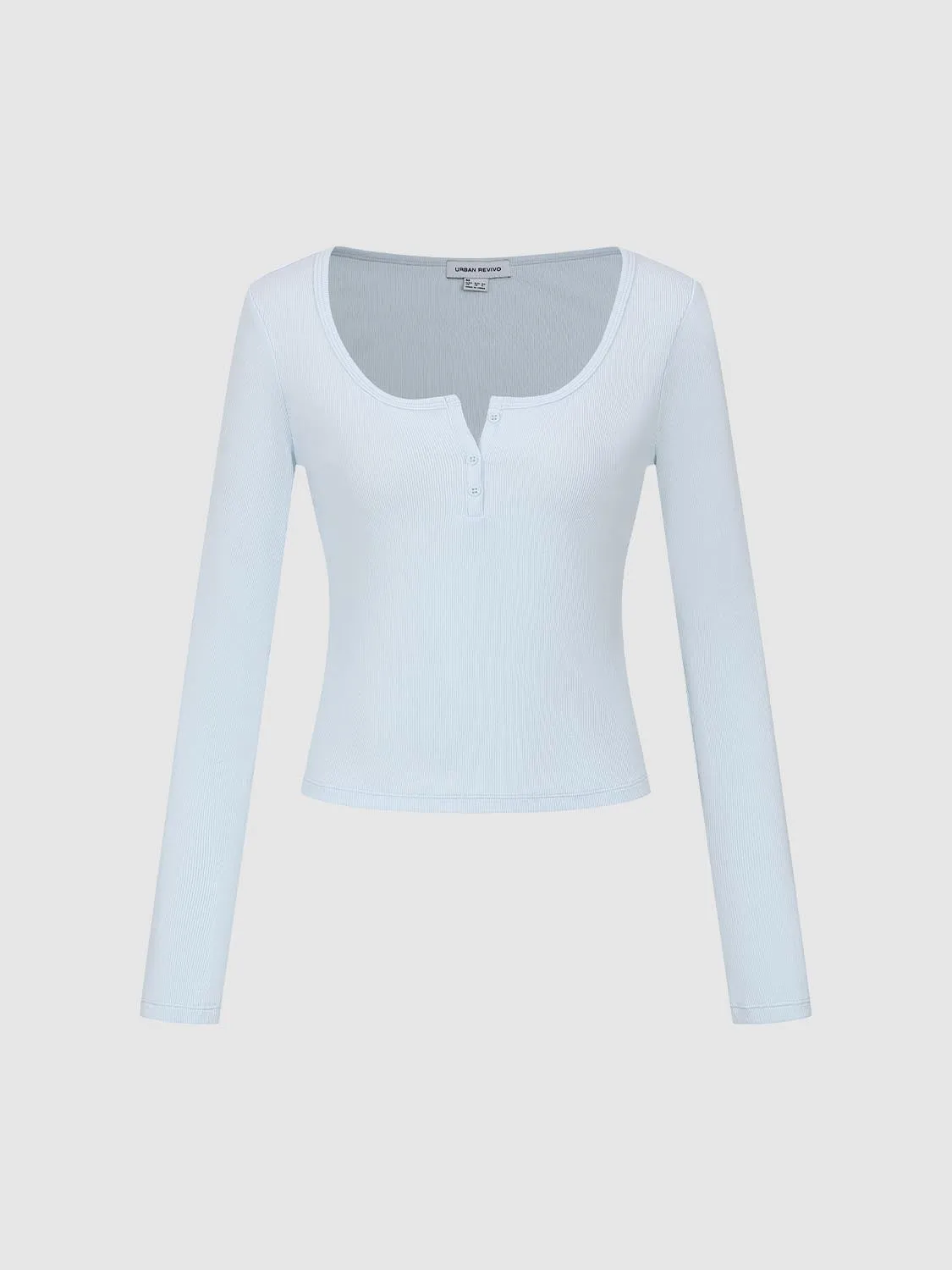 Scoop Henley Neck Long Sleeve T-Shirts sold by Urban Revivo