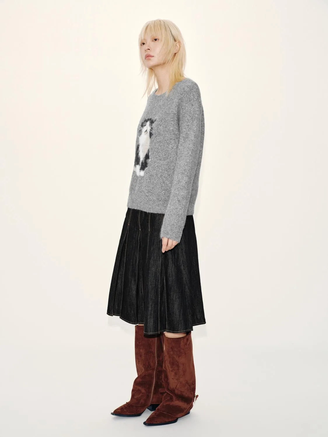 Intarsia Long Sleeve Knitted T-Shirts sold by Urban Revivo product image thumbnail 5