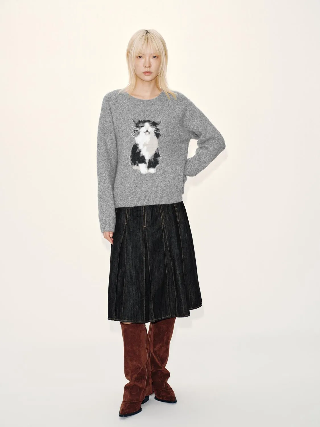 Intarsia Long Sleeve Knitted T-Shirts sold by Urban Revivo product image thumbnail 4
