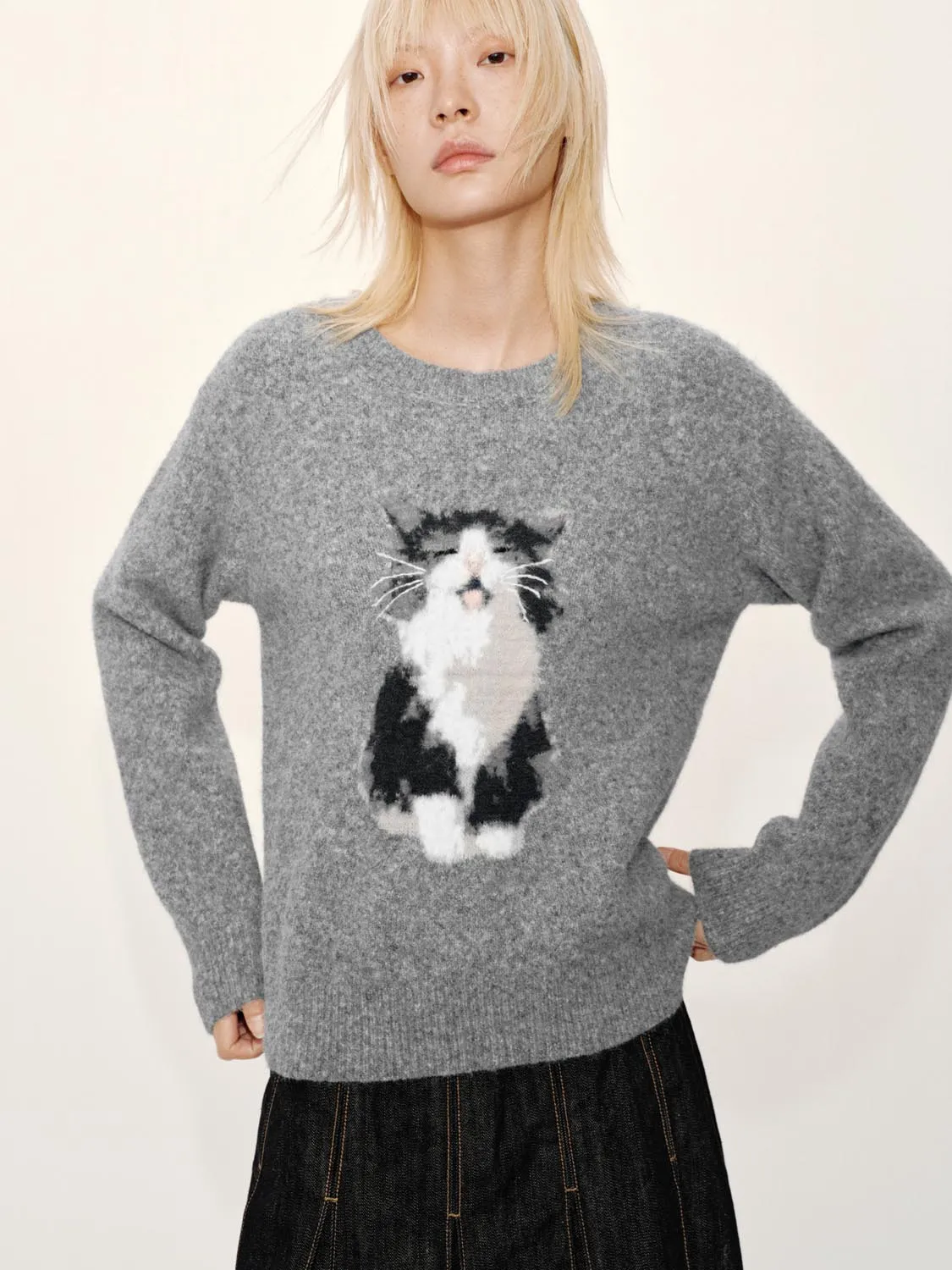 Intarsia Long Sleeve Knitted T-Shirts sold by Urban Revivo product image thumbnail 2